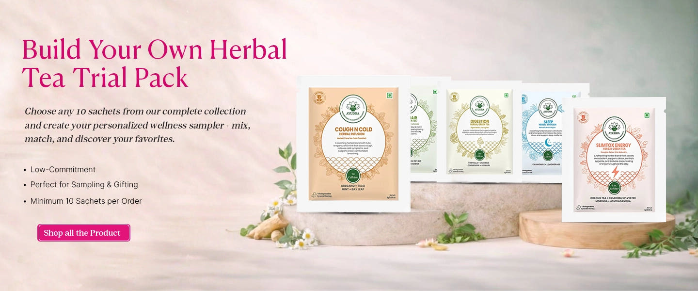Build Your Own Herbal Tea Trial Pack - Choose Any 10 Sachets Build Your Own Herbal Tea Trial Pack - Choose any 10 sachets from Ayudra's complete wellness tea collection