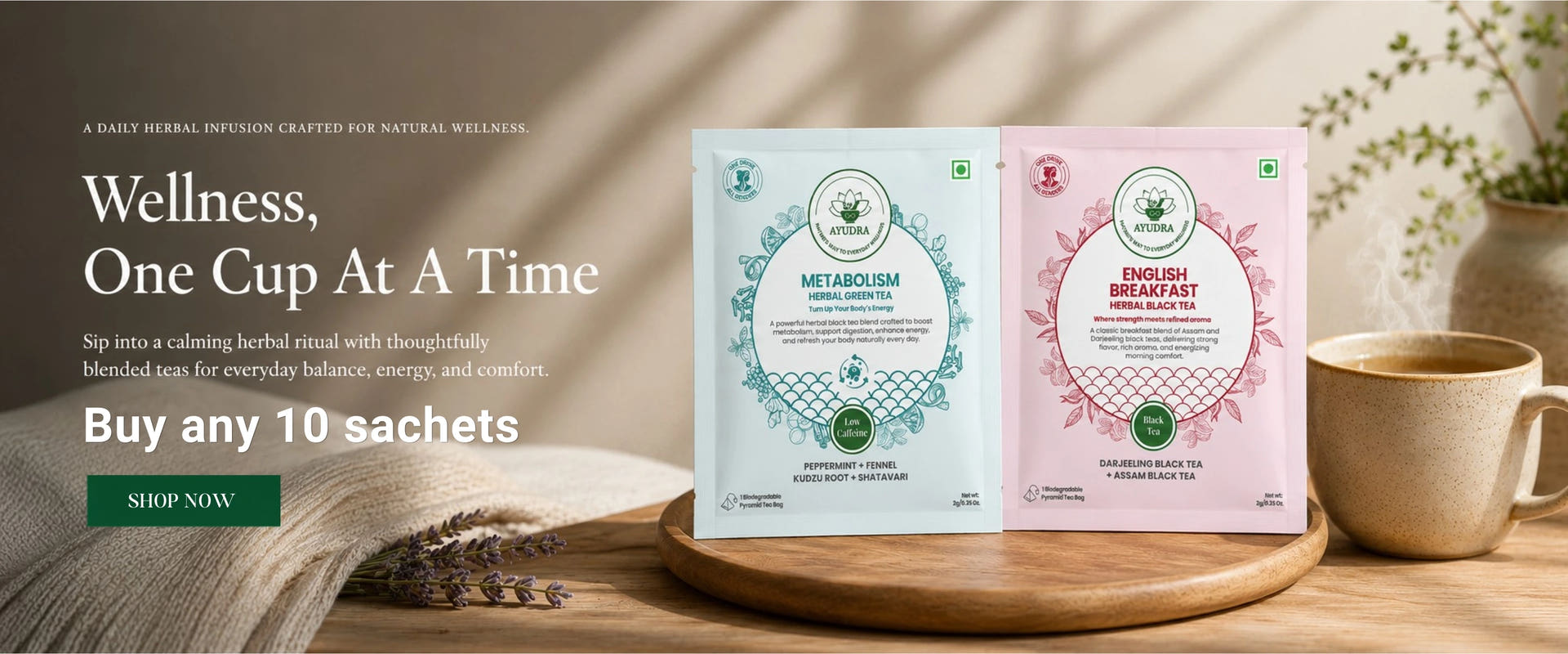 Build Your Own Herbal Tea Trial Pack - Choose Any 10 Sachets Build Your Own Herbal Tea Trial Pack - Choose any 10 sachets from Ayudra's complete wellness tea collection