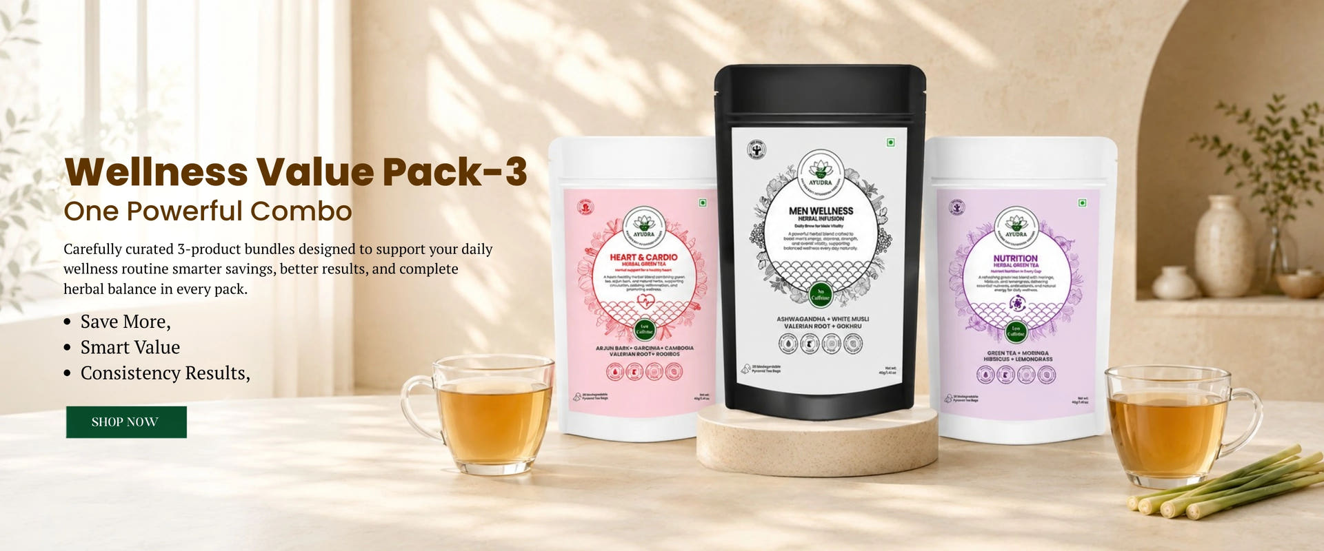 Wellness Value Packs - 3 Expert Teas One Powerful Combo Wellness Value Packs - 3 Expert Teas, One Powerful Combo. Curated herbal tea bundles for daily wellness with smarter savings