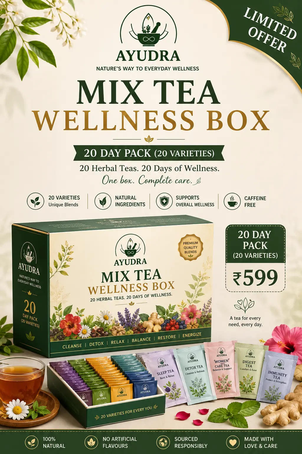 Mix Tea Wellness Box - 20 Day Pack (20 varieties)