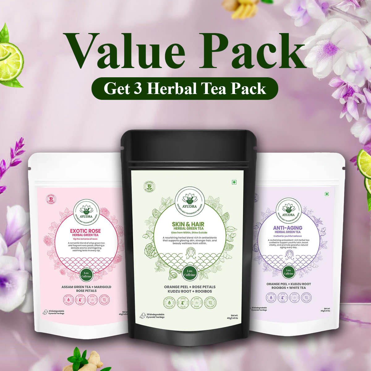 Skin, Hair & Anti-Aging Glow Value Pack Combo