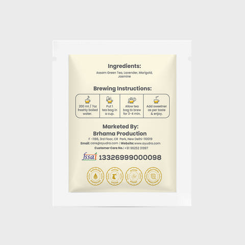 Tea package with ingredients and brewing instructions