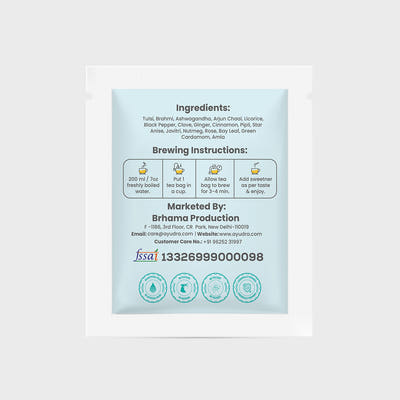 Tea bag packaging with brewing instructions 